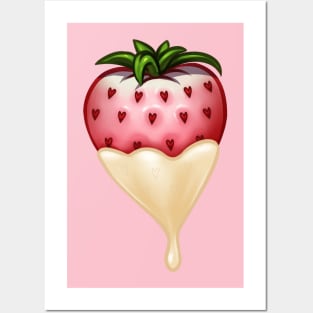 White Candied Strawberry - White Chocolate Coating Posters and Art